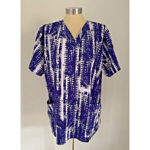 CARHARTT Force Womens Size XL Scrub Top Violet Blue Gray White Stretch